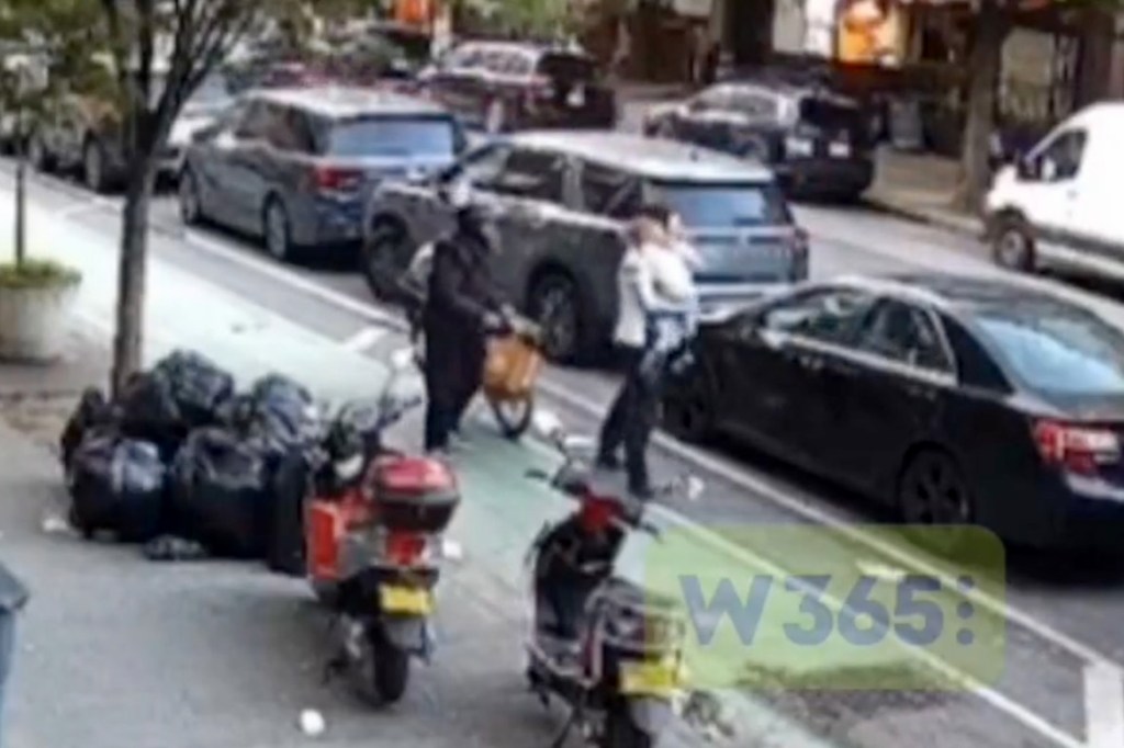 The footage, posted on X by Williamsburg 365 News, shows the unaware tot, who appeared to have just stepped out of a double-parked car with a man -- trotting into the lane at Bedford and Park avenues around 7:40 p.m. Sunday when the oncoming cyclist mowed her down. 