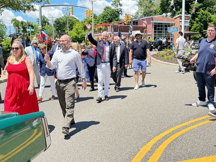 Nassau County Executive Bruce Blakeman marching in the Memorial Day parade in Glen Cove on May 26, 2025.