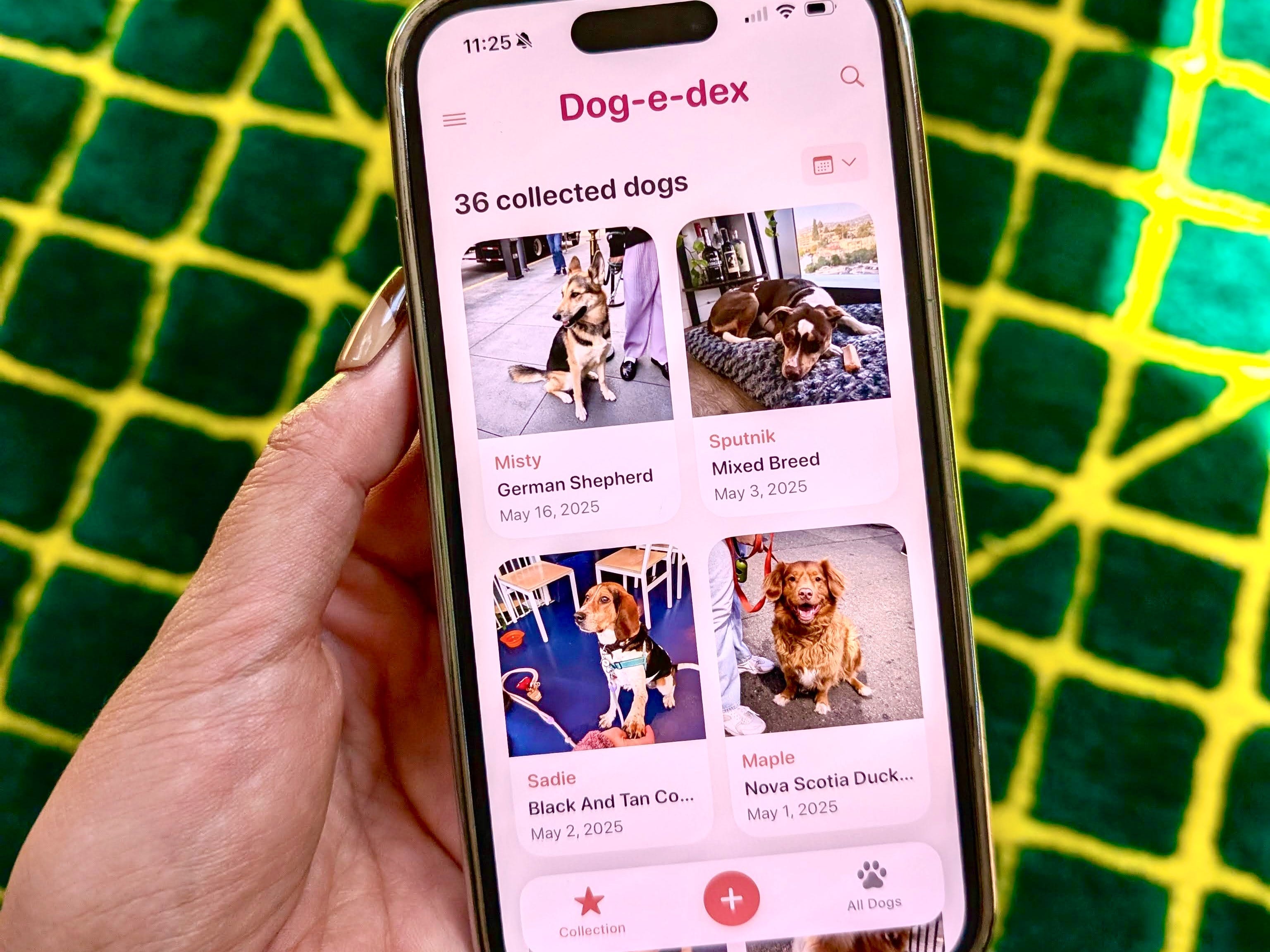 Dog-e-dex as shown on a phone.