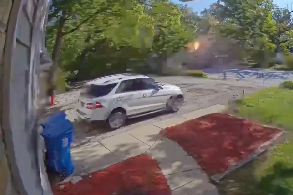 Security camera footage of the moment a box truck  exploded in suburban Chicago over the weekend.