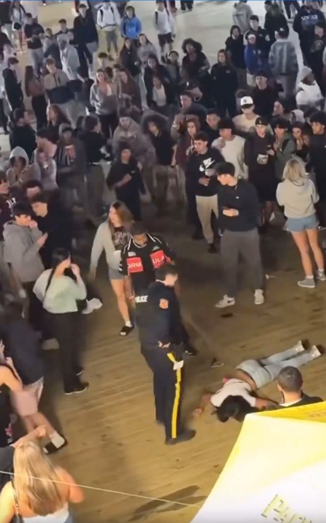A chaotic scene on the boardwalk in Seaside over the Memorial Day weekend.