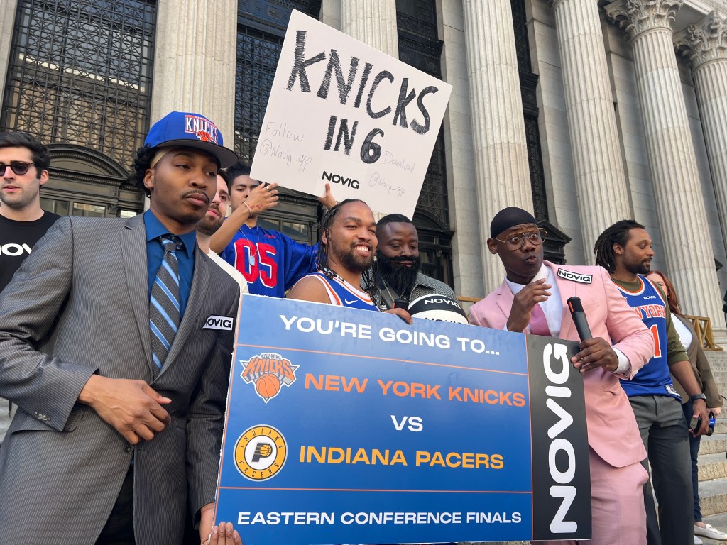 Knicks fan Zachary Davidson won a Jalen Brunson look-alike contest in Manhattan on May 26, 2025.