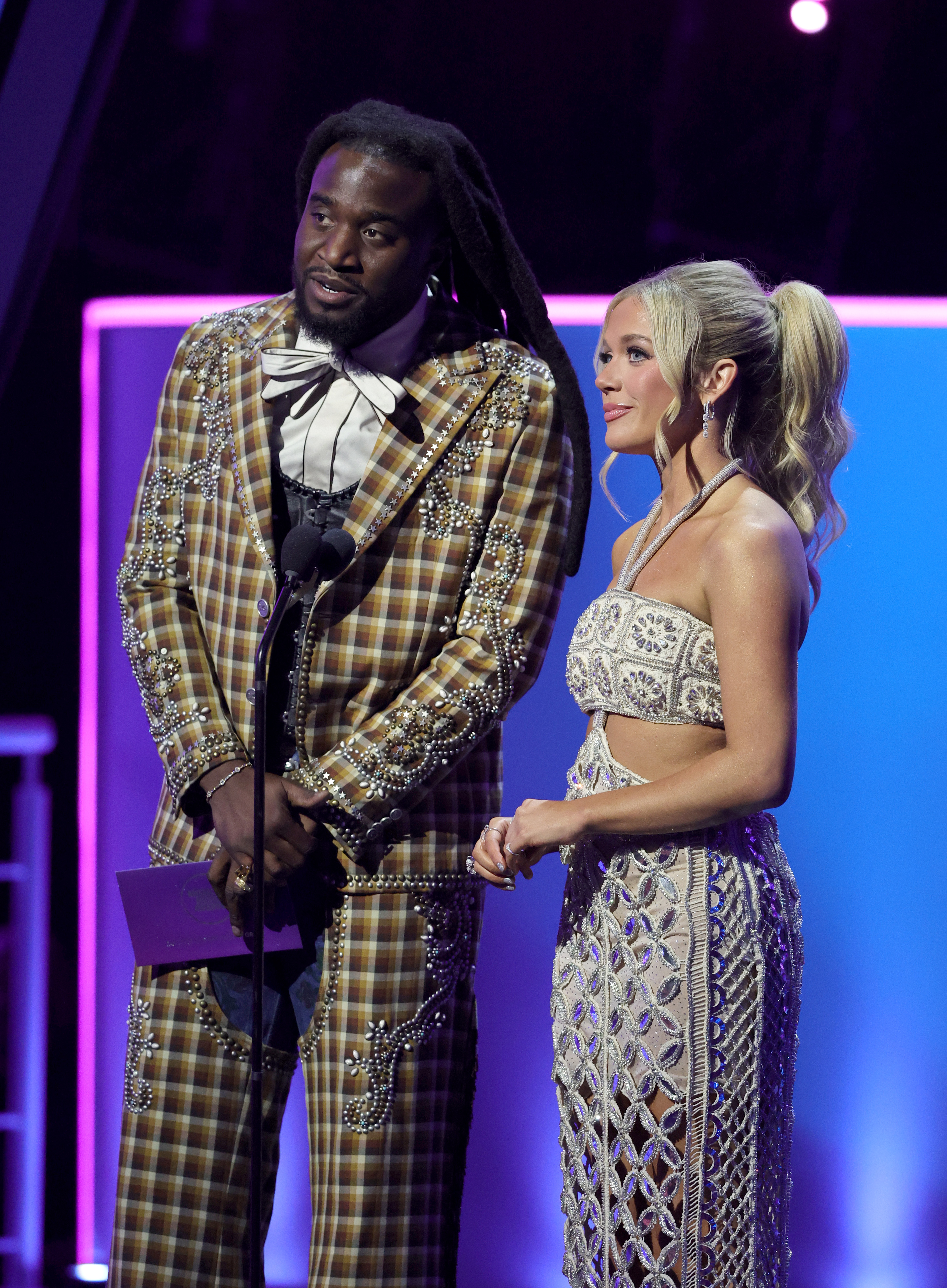 Shaboozey and Megan Moroney at the AMAs 2025