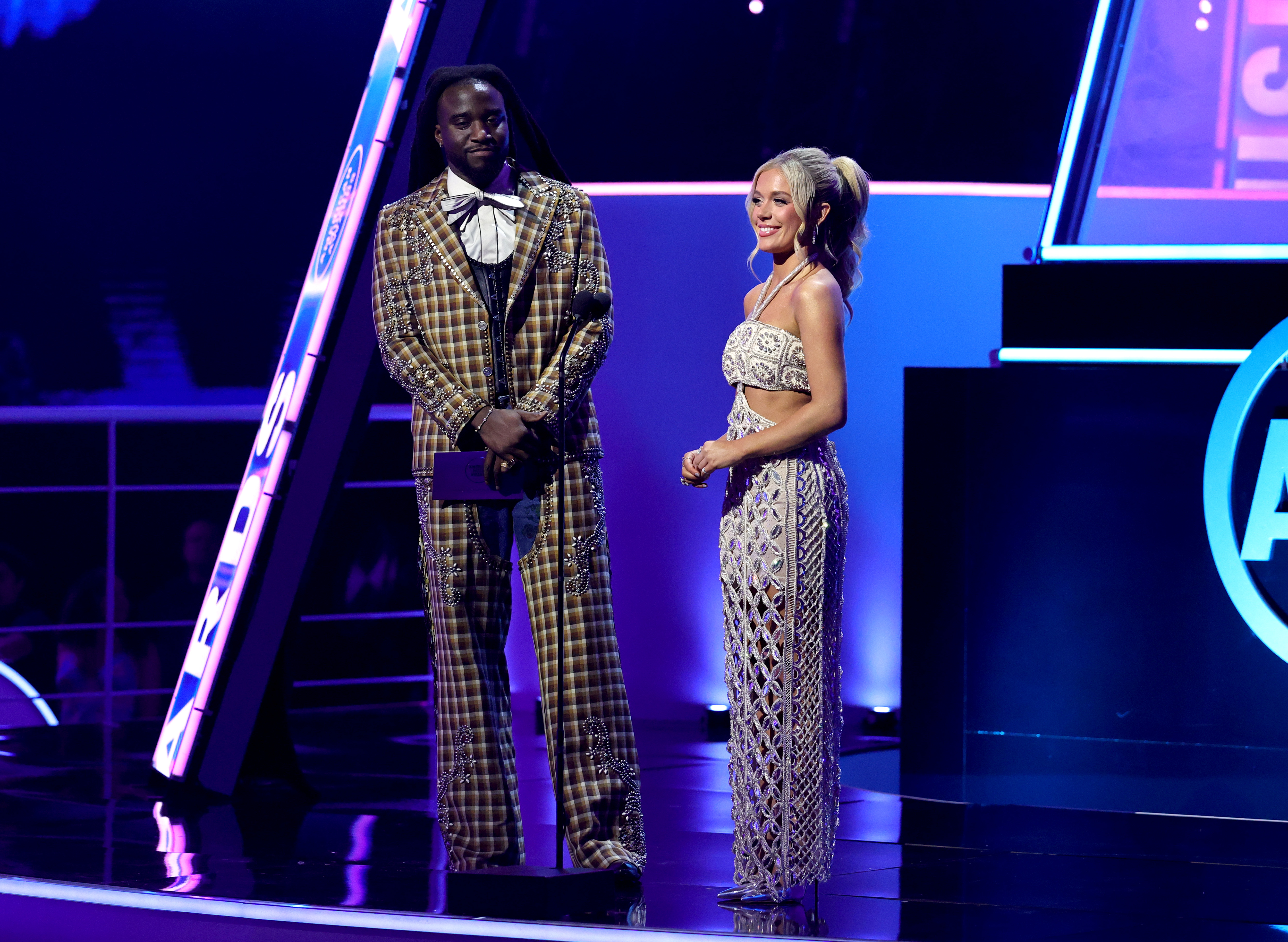 Shaboozey and Megan Moroney at the AMAs 2025