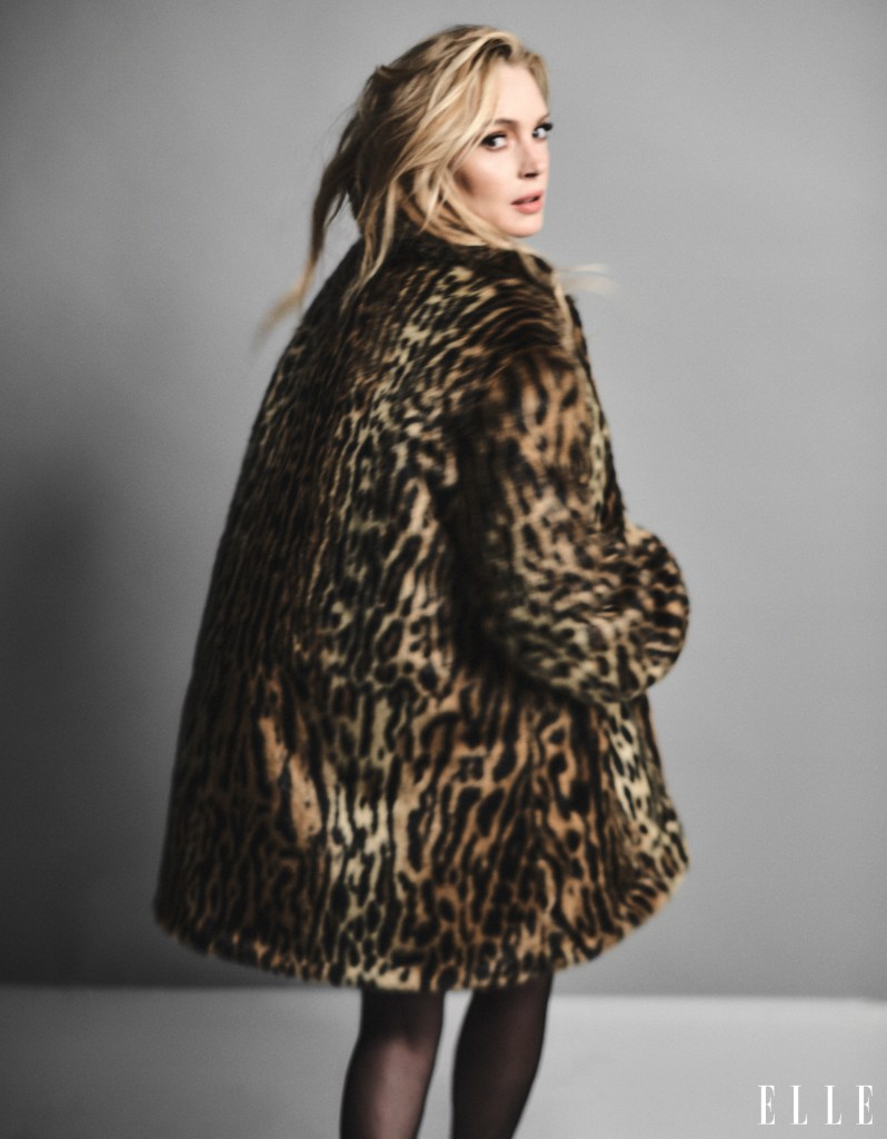 Lindsay Lohan posing during her Elle photoshoot