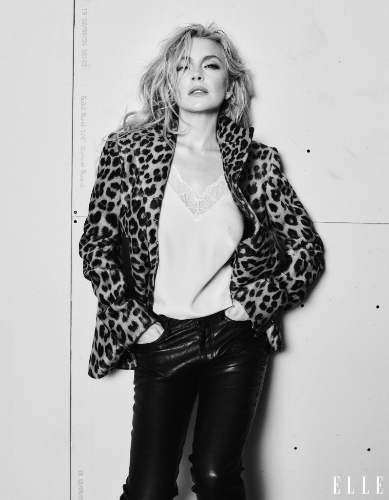 Lindsay Lohan posing during her Elle photoshoot