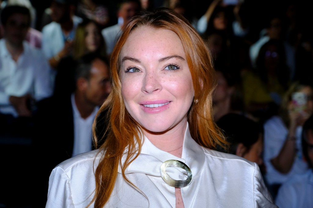 Lindsay Lohan smiling at Madrid Fashion Week 