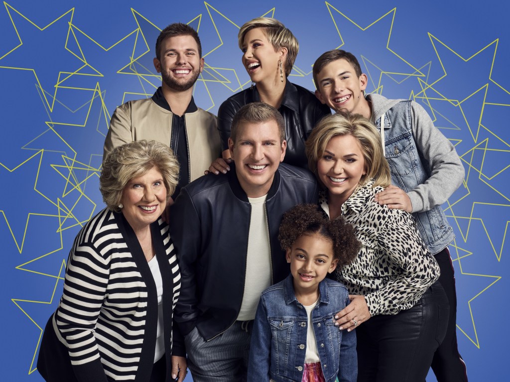 Faye Chrisley, Chase Chrisley, Todd Chrisley, Savannah Chrisley, Chloe Chrisley, Julie Chrisley and Grayson Chrisley pose together.