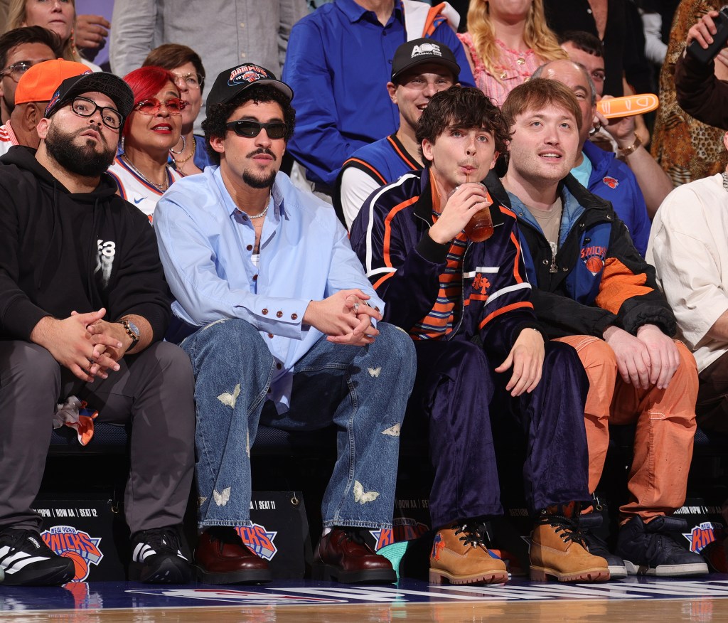 Timothée Chalamet next to Bad Bunny