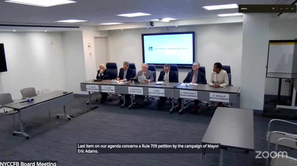 The campaign finance board has rejected Adams several times.  