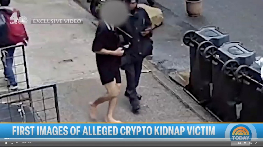 Security footage captured the Italian crypto dealer and his alleged captor John Woeltz walking the streets of Manhattan.