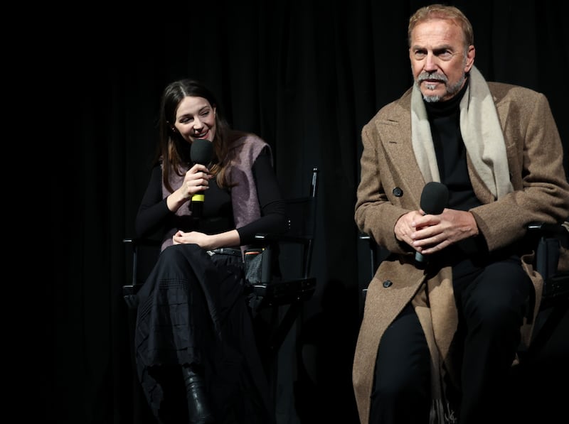 Ella Hunt and Kevin Costner attend a screening.