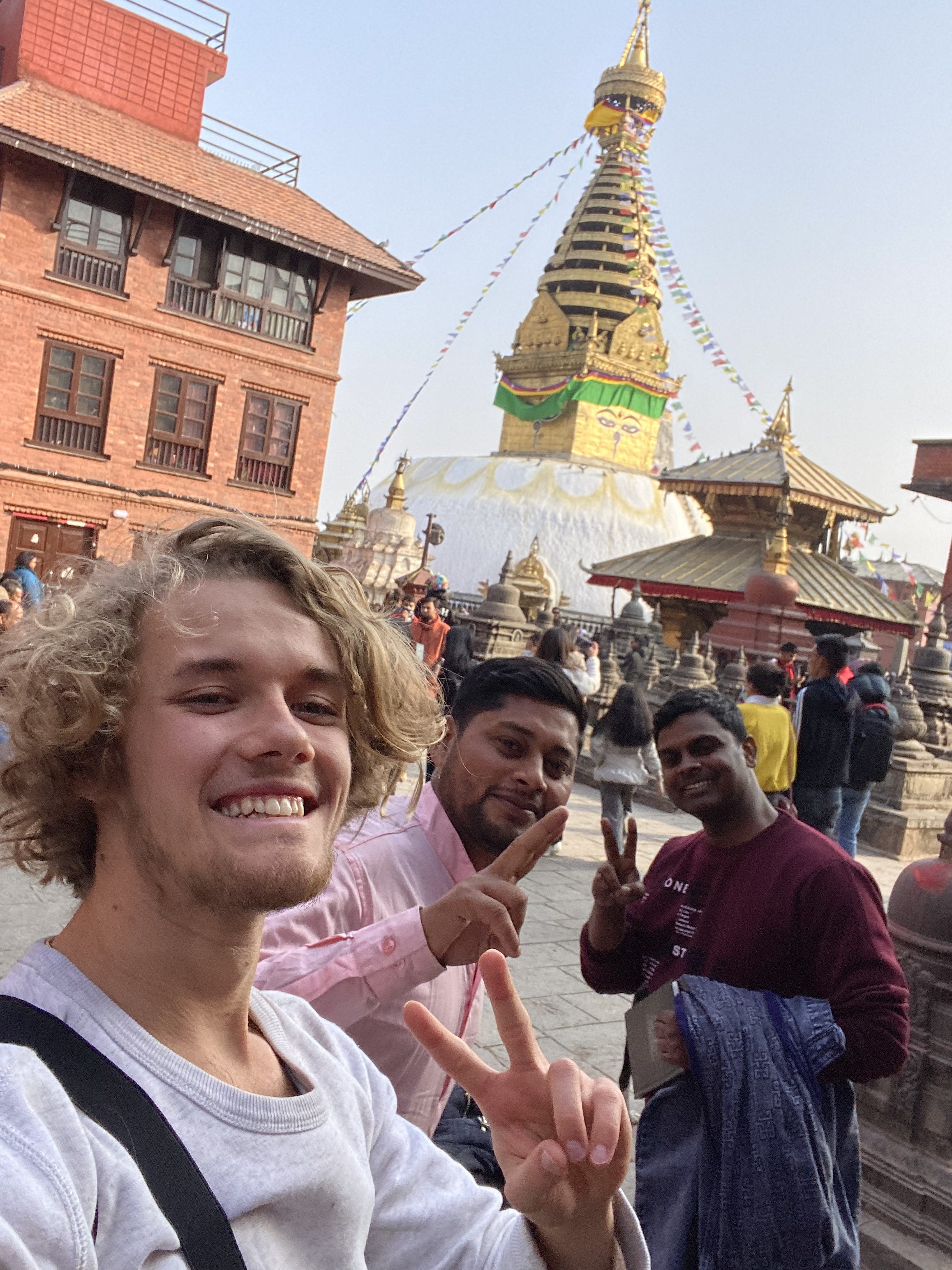 Luca with locals in Nepal