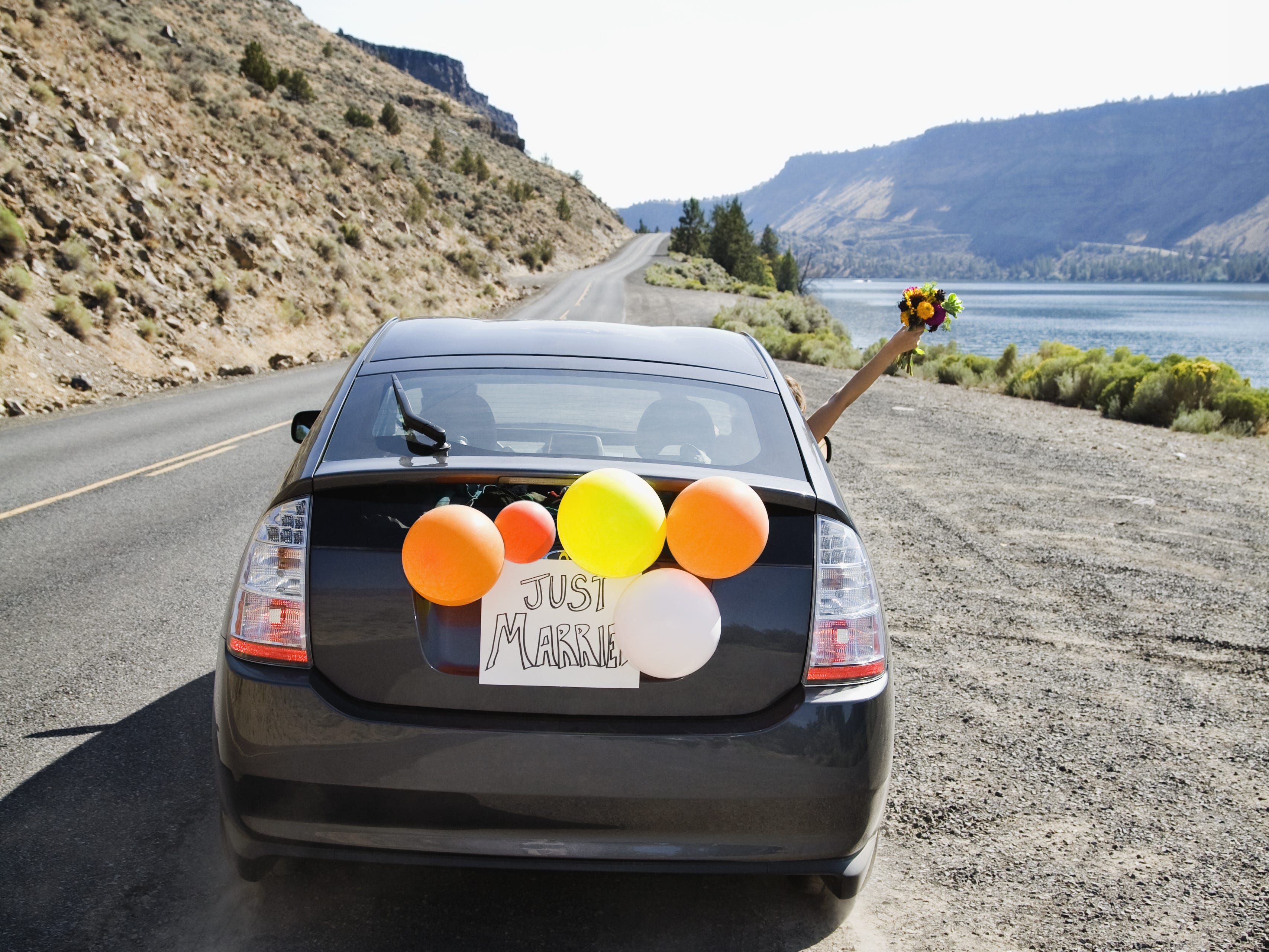 just married car