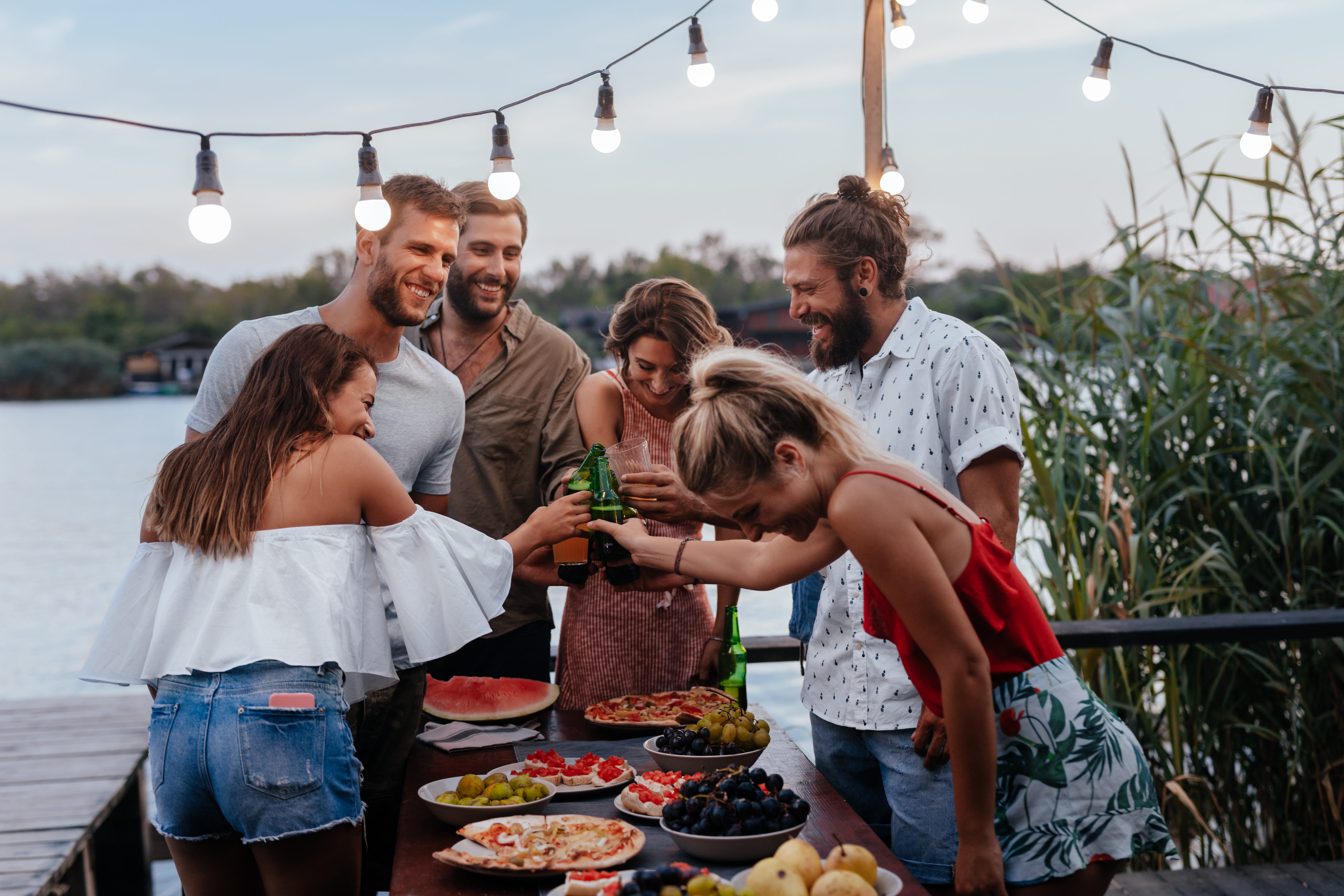 people at a barbecue