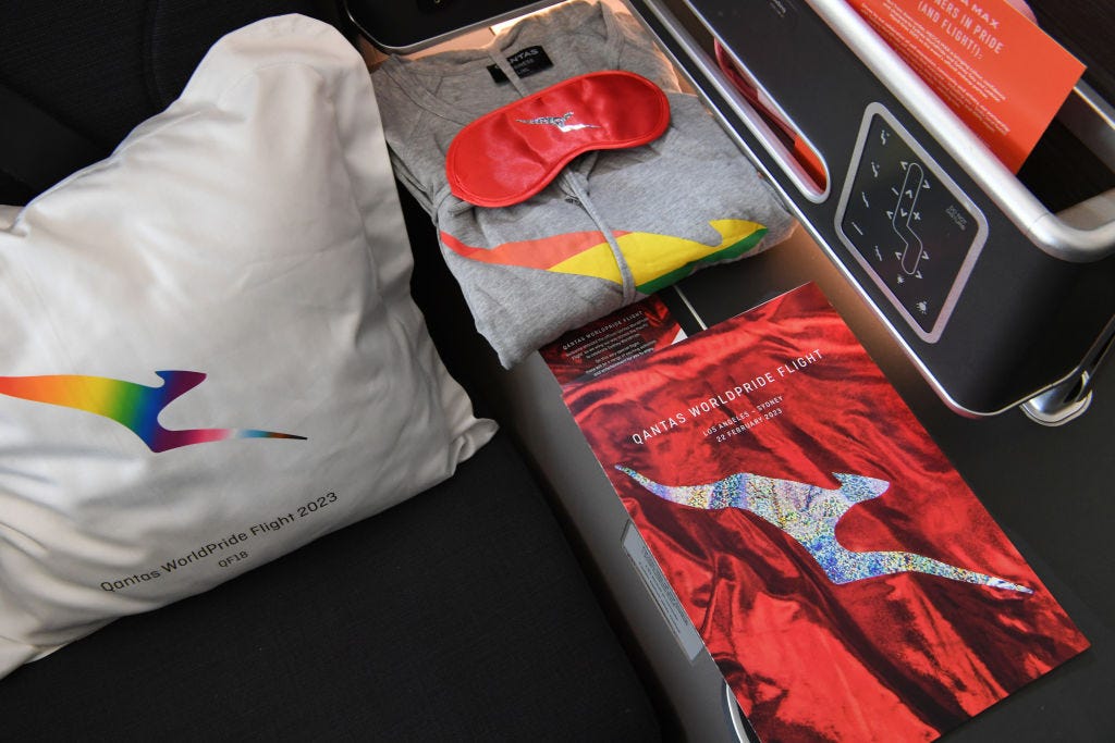 A set of Qantas pajamas.