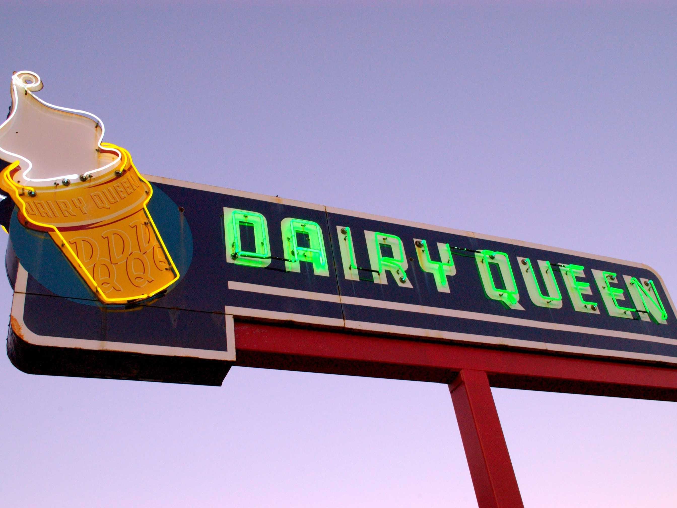 Old, neon Dairy Queen sign