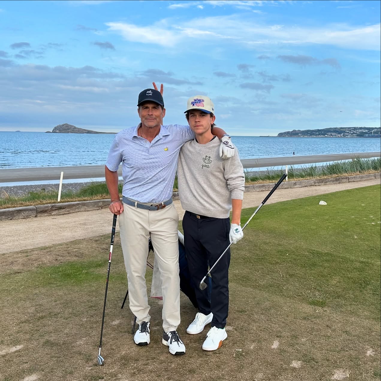 Rob Lowe and John Lowe golfing