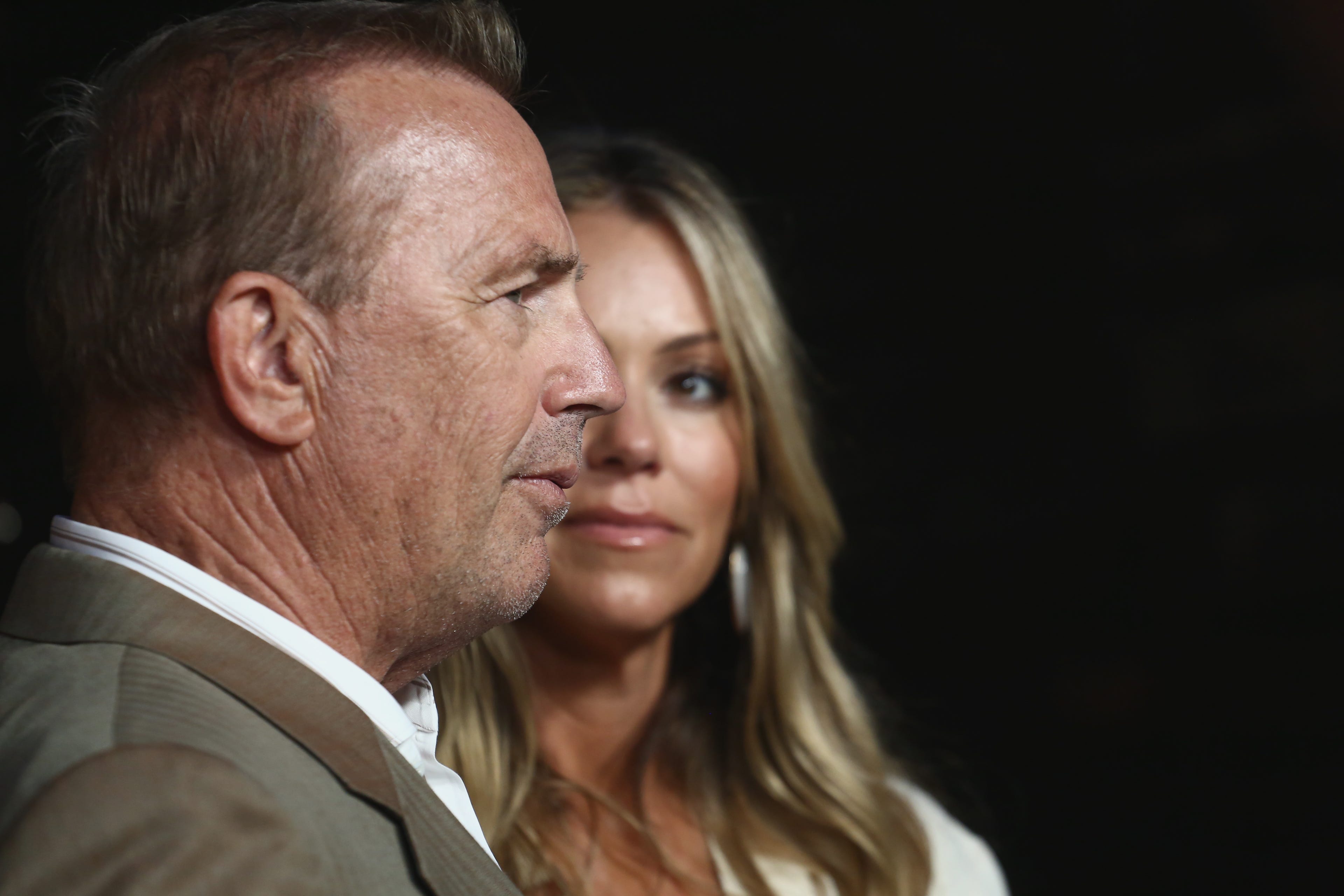 Kevin Costner and Christine Baumgartner attend the Premiere Party For Paramount Network's