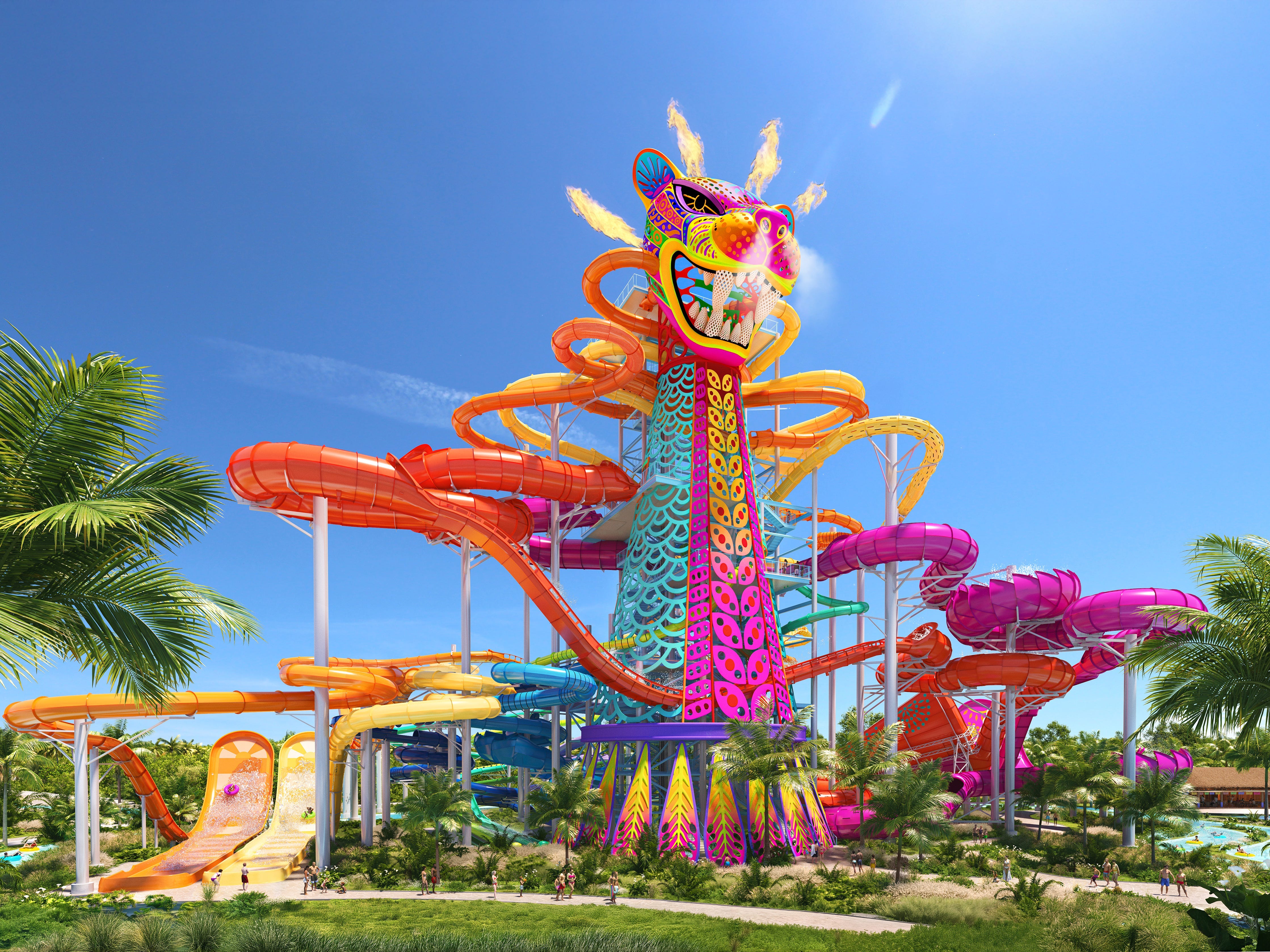 rendering of waterslides at Perfect Day Mexico's Loco Waterpark