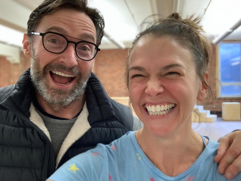 Hugh Jackman and Sutton Foster via Instagram in December 2021
