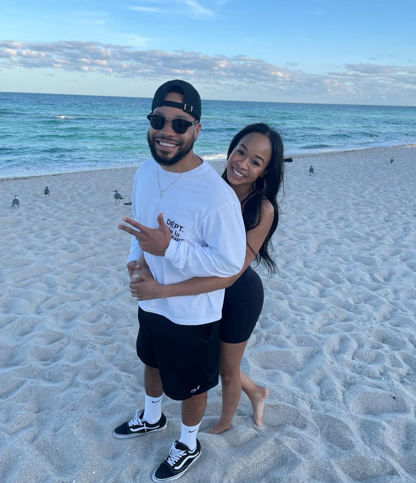 Eric Murphy and Jasmin Lawrence on the beach