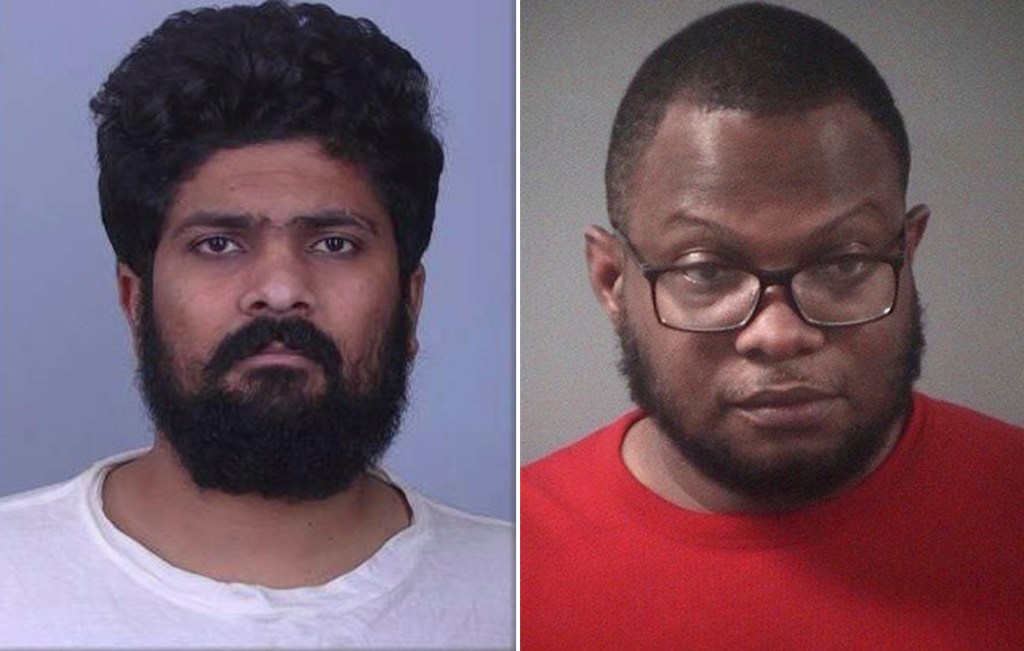 This combination image shows left to right; undated photo released by the Sherburne County Sheriff's Office shows Harshkumar Patel in Elk River, Minn., and undated photo released by the U.S. Immigration and Customs Enforcement shows Steve Shand.