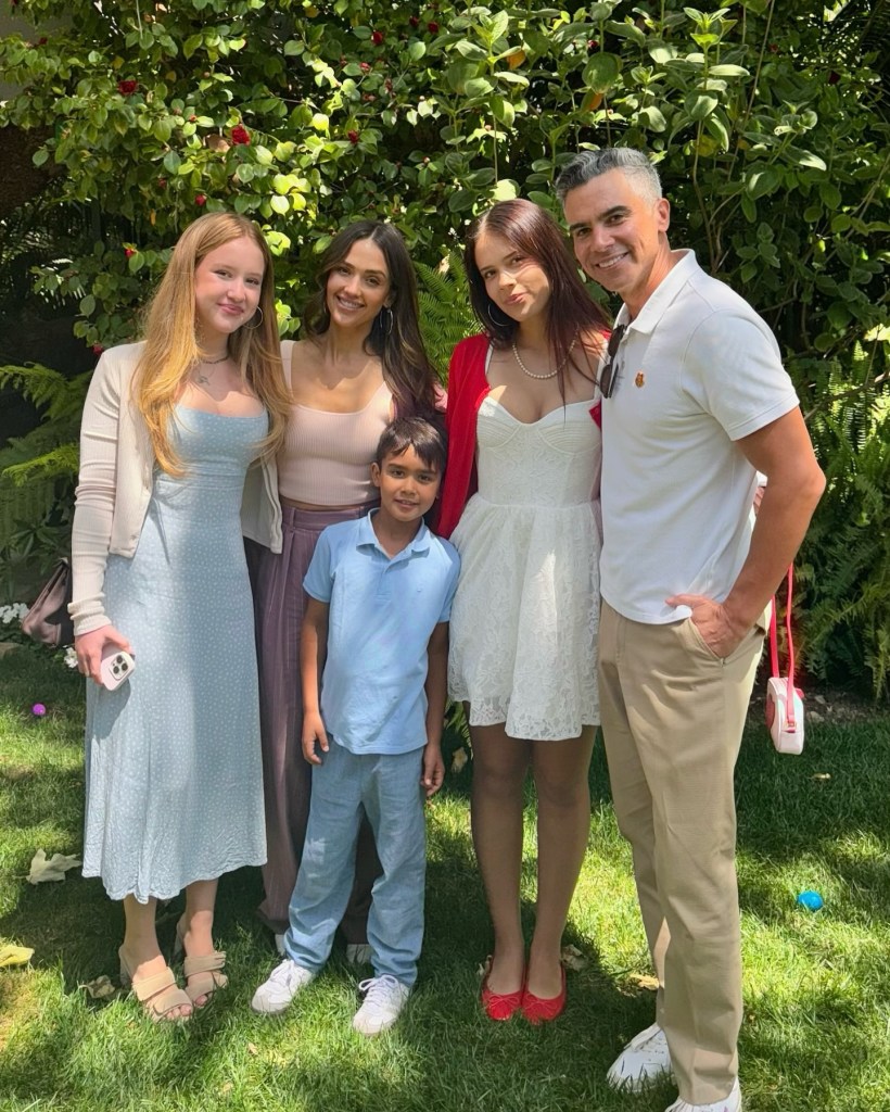 Jessica Alba and Cash Warren with their kids. 