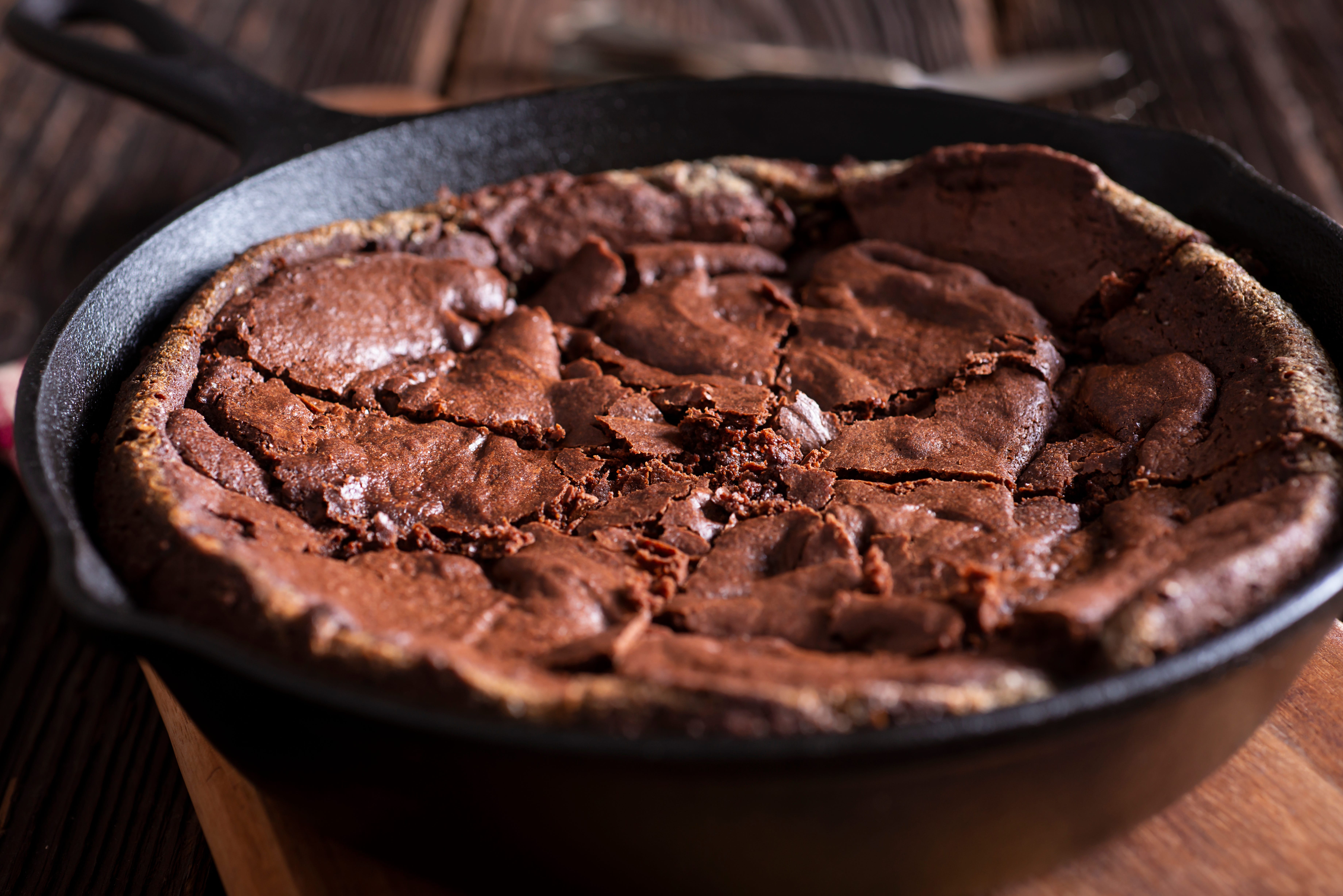 Brownie in a skillet pan