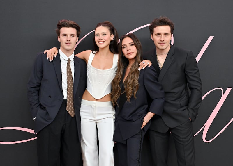 (L-R) Cruz Beckham, Nicola Peltz Beckham, Victoria Beckham and Brooklyn Peltz Beckham
