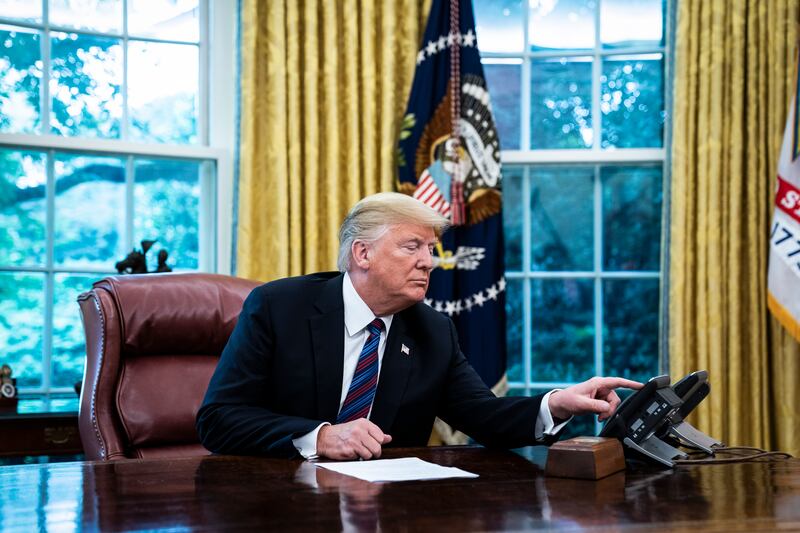 Donald J. Trump on the phone
