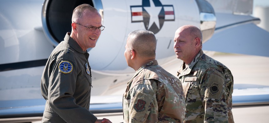 Lt. Gen. John Healy, commander of Air Force Reserve Command arrives at MacDill Air Force Base, Florida, on May 14, 2025.