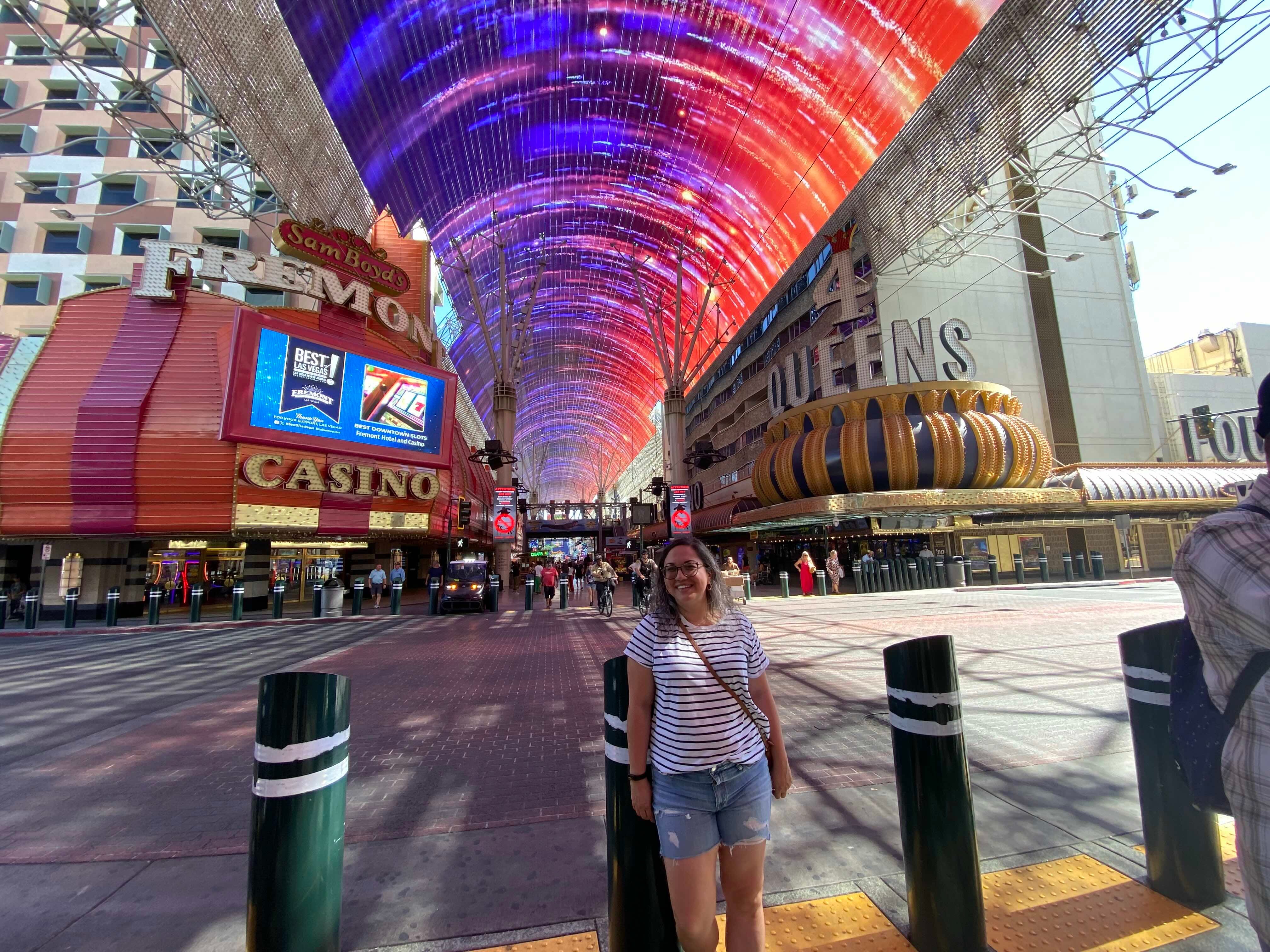 Priscilla Blossom is standing on the Las Vegas Strip.