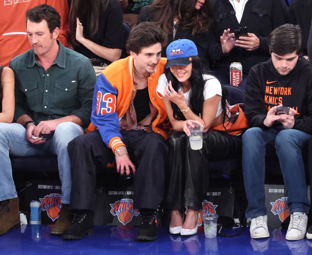 Kylie Jenner and Timothée Chalamet at the New York Knicks game on Thursday night.
