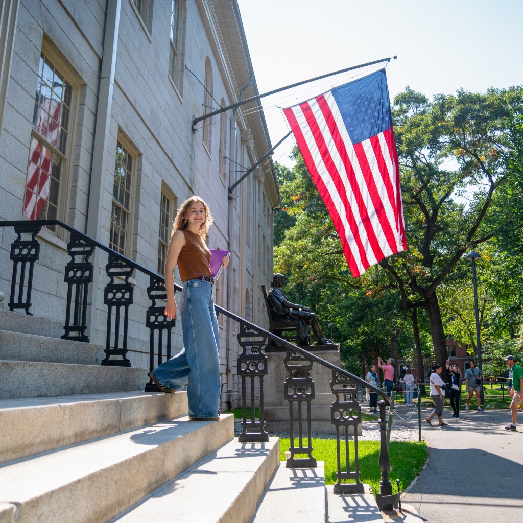 Princess Elisabeth of Belgium posing at Harvard campus after her first year of studies