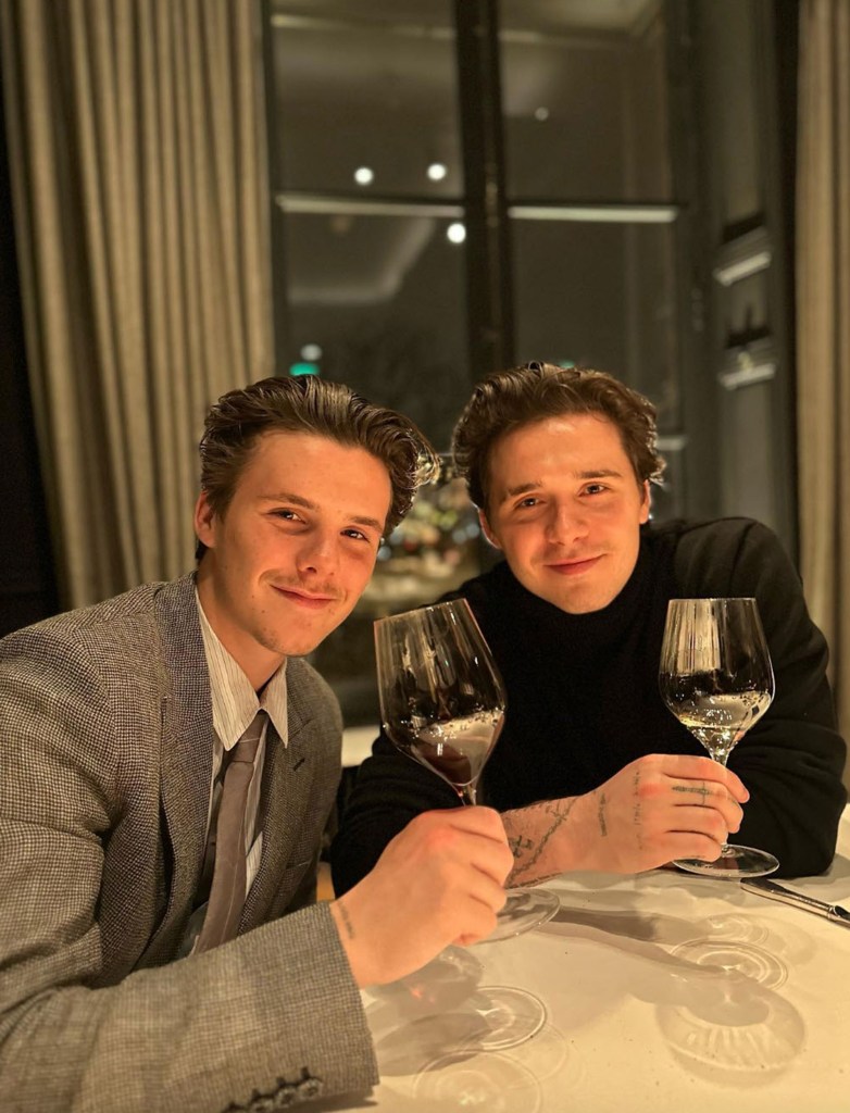 Cruz Beckham and Brooklyn Beckham via Instagram in March 2023