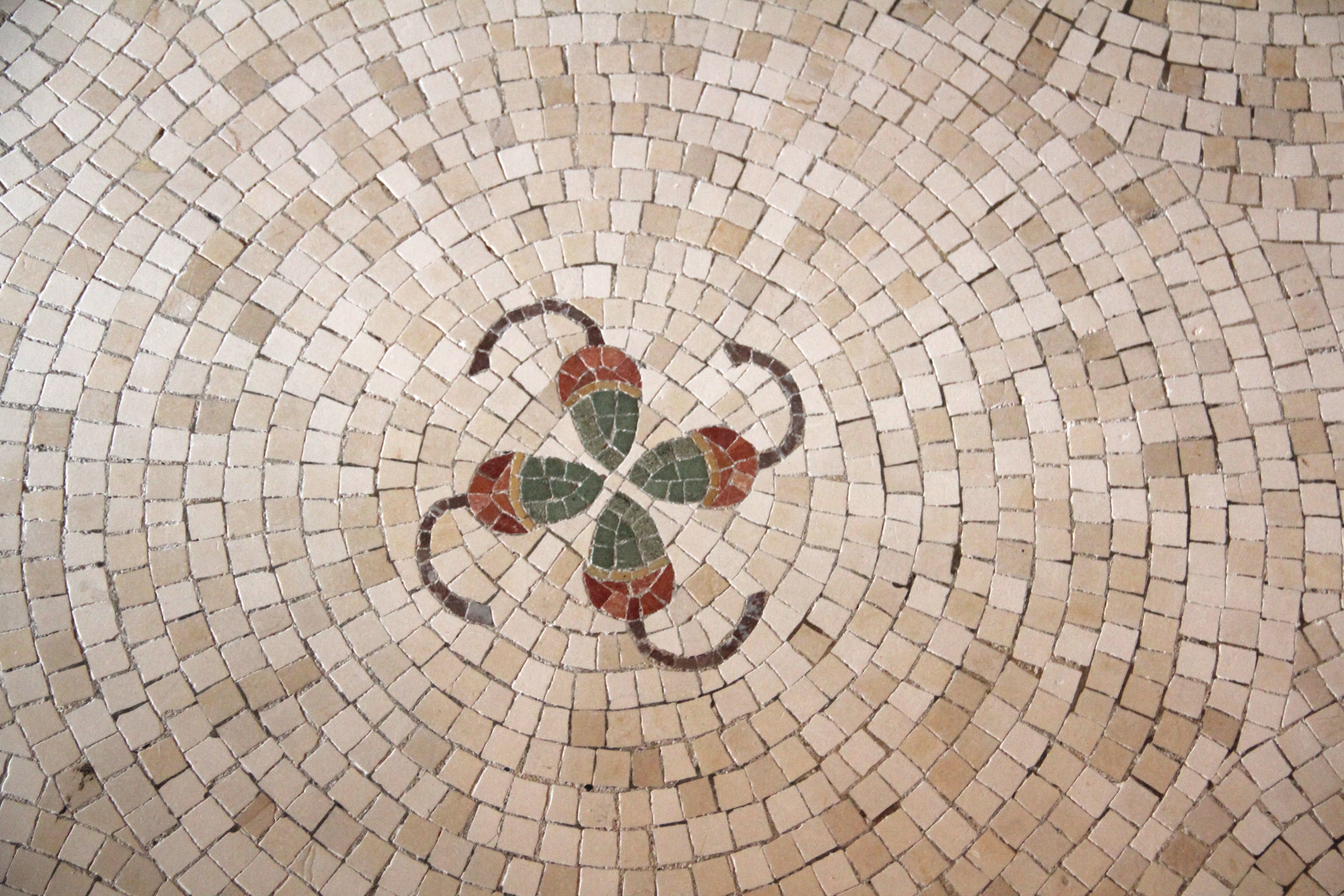 The floor of the Billiard Room at the Breakers with acorn mosaics.