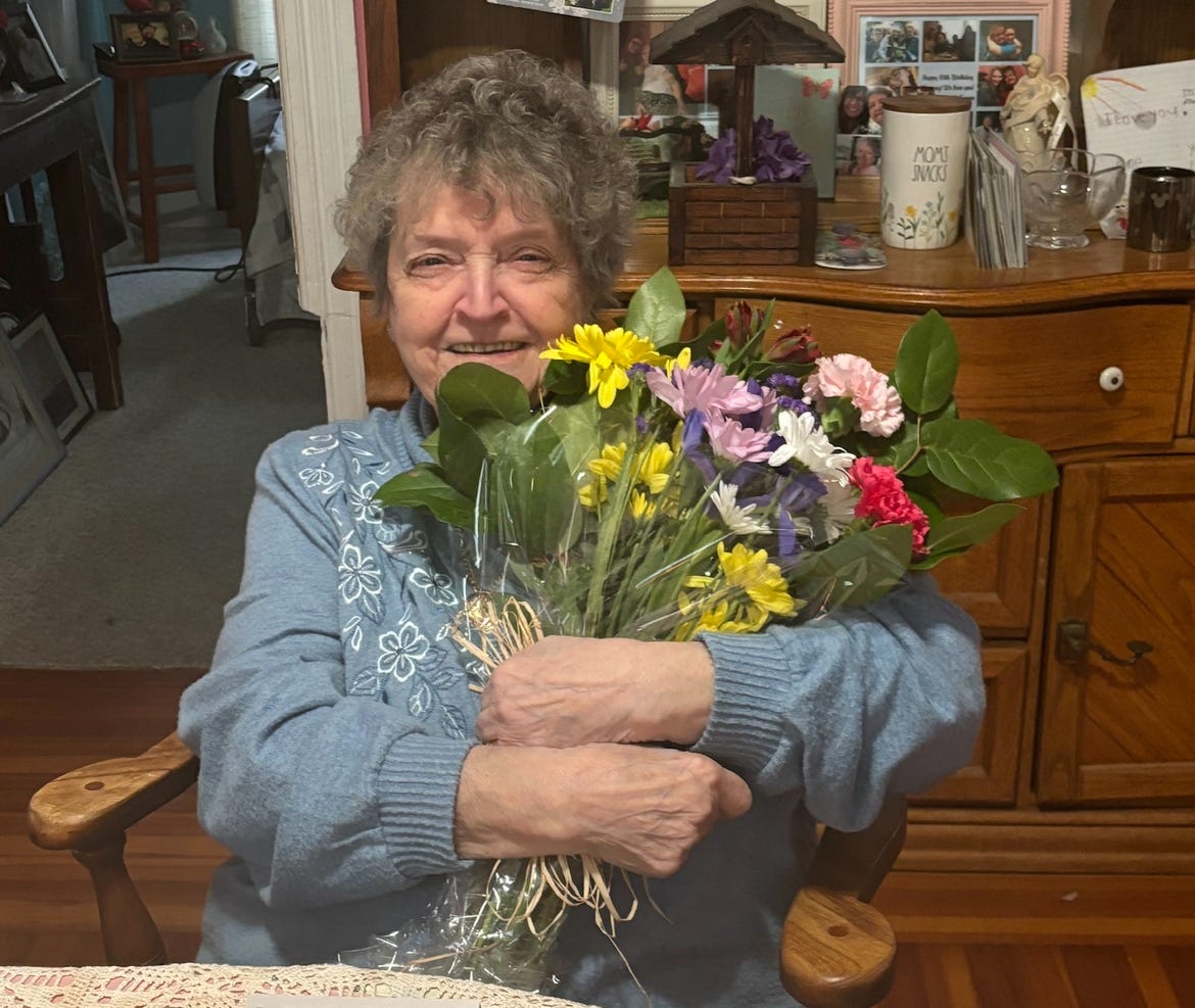 Grandmother with flowers