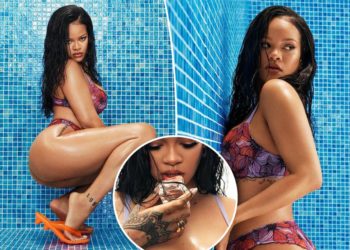 Pregnant Rihanna’s ‘playing hide the baby bump’ in sultry new Savage X Fenty lingerie campaign