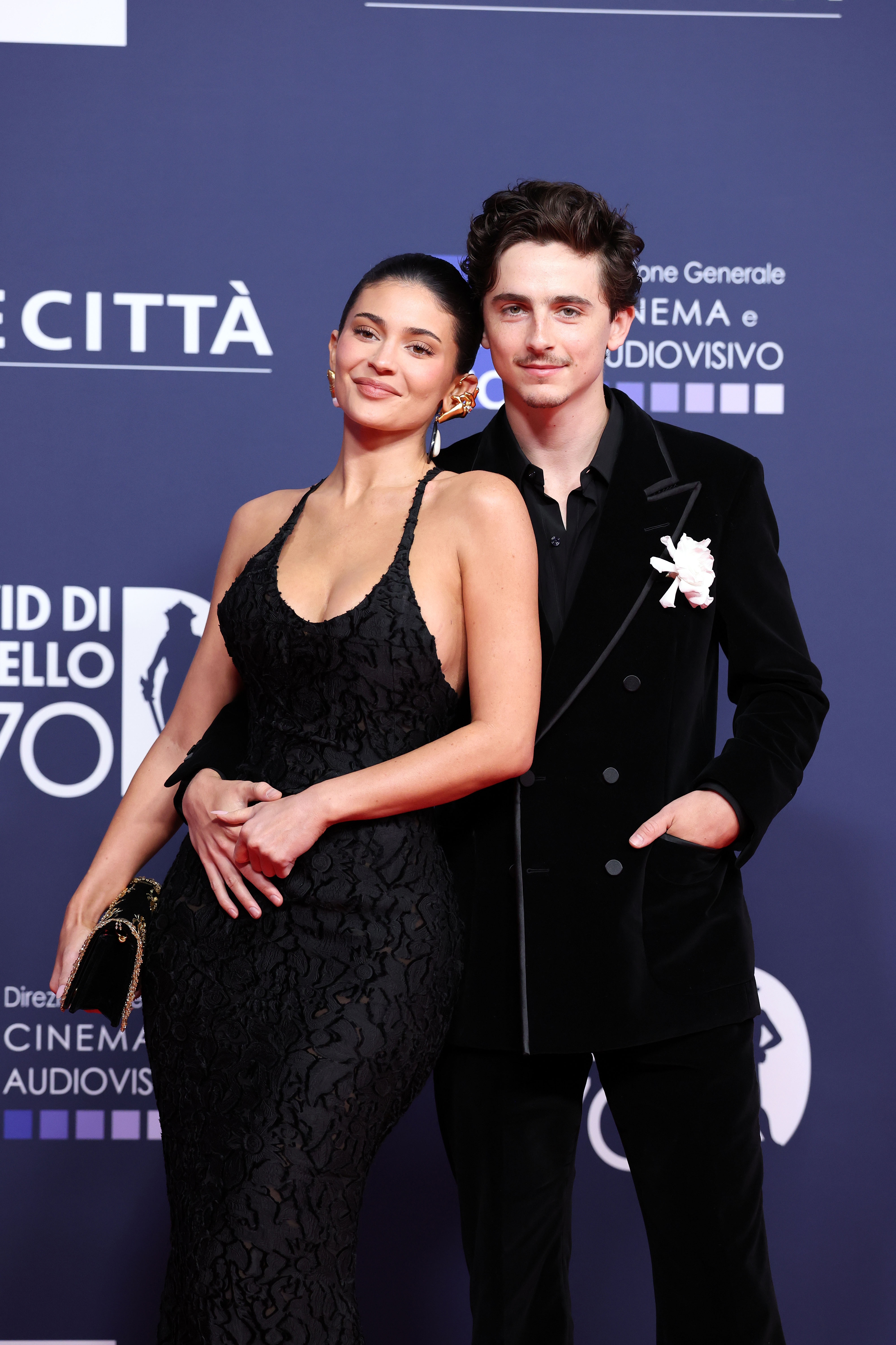 Kylie Jenner and Timothee Chalamet on the red carpet at an event. 