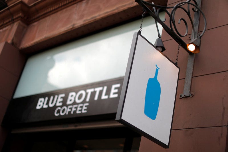 FILE PHOTO - A Blue Bottle coffee shop is seen in Los Angeles, California, U.S., September 14, 2017. REUTERS/Lucy Nicholson