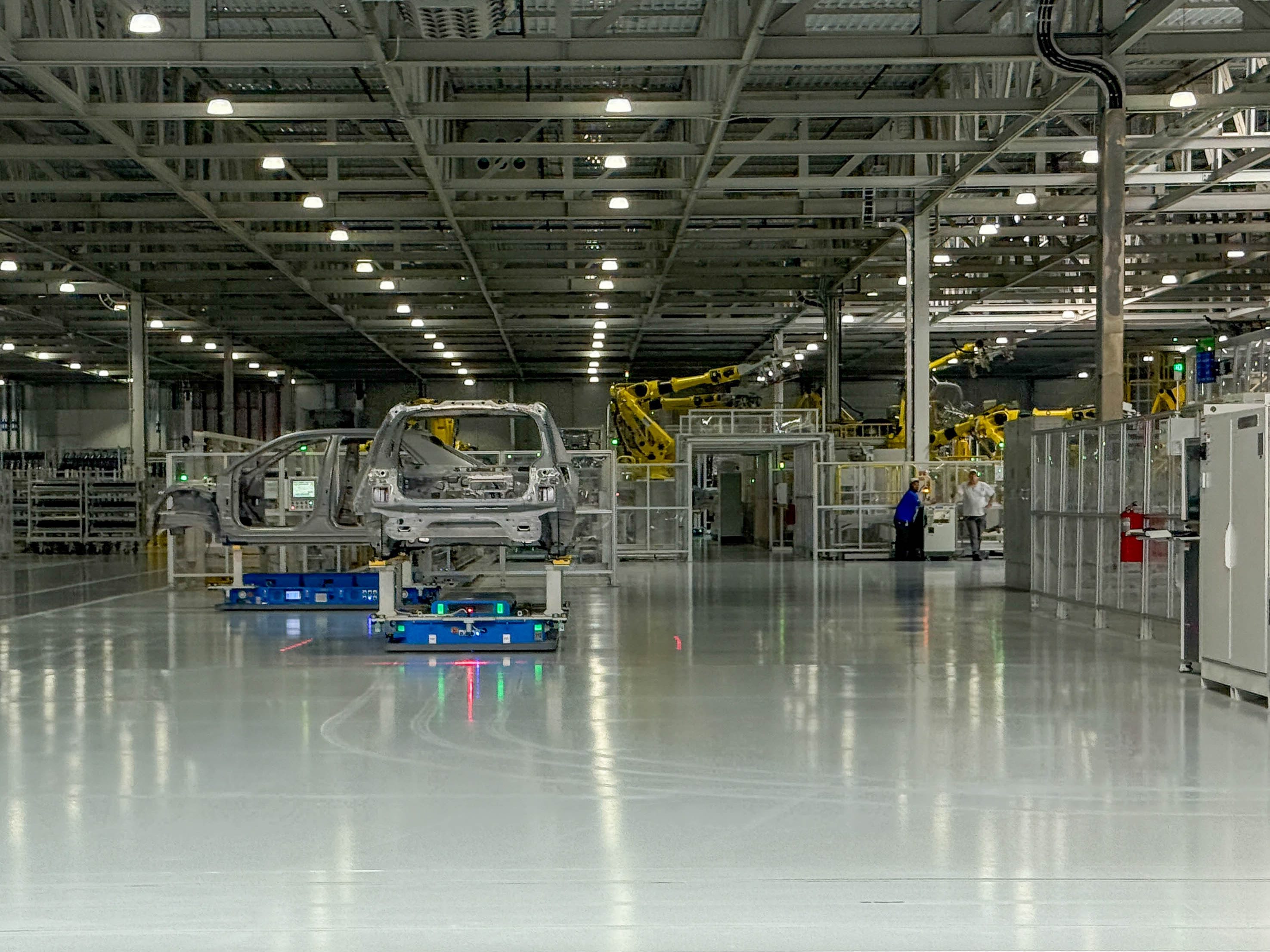 Hyundai Ioniq 5 EVs in the welding shop at the Hyundai Motor Group Metaplant America in Georgia.