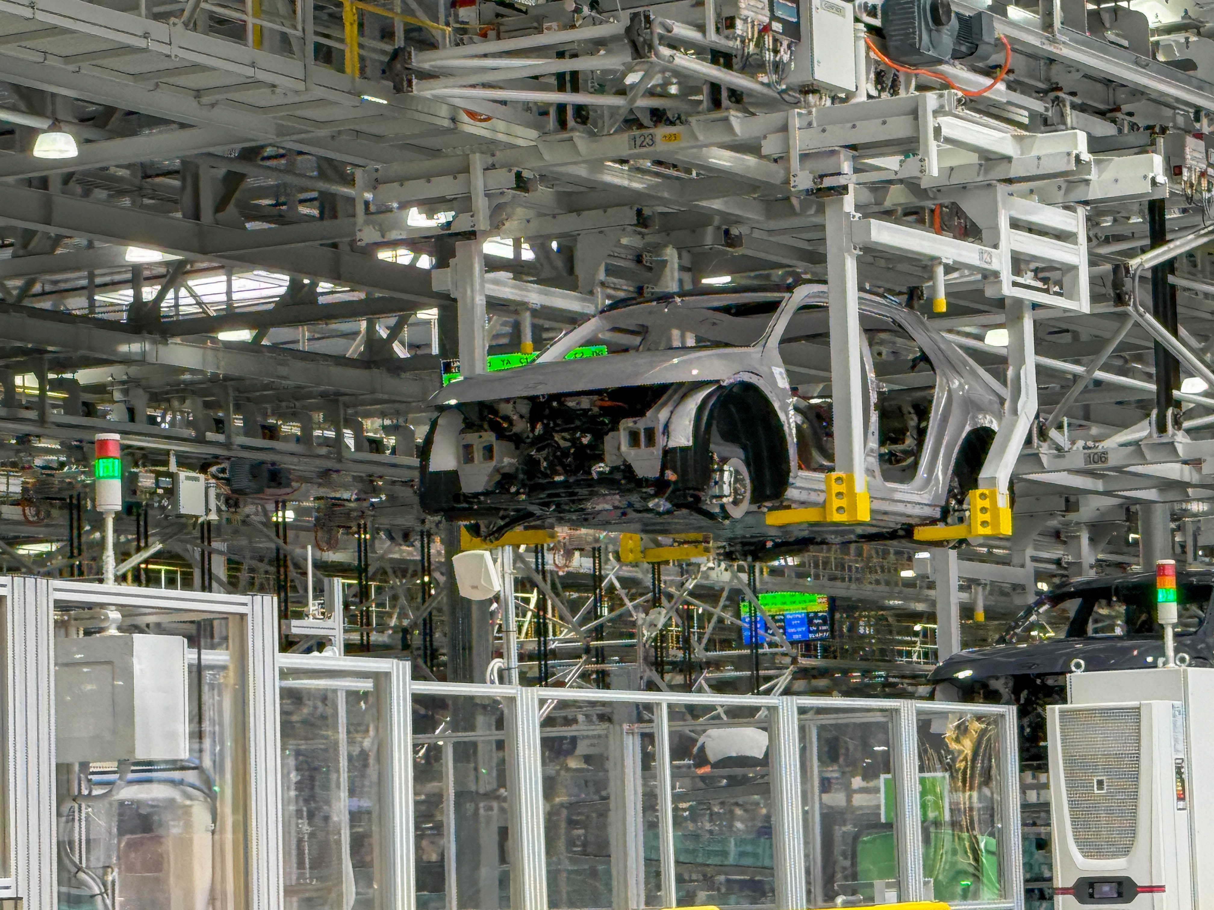 A Hyundai Ioniq 5 EV on the assembly line at the Hyundai Motor Group Metaplant America in Georgia.