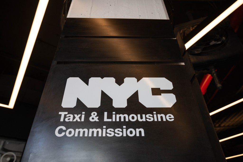 New York City Taxi and Limousine Commission (TLC) signage at the Falchi Building in Queens, NYC, during Uber driver protests, June 26, 2024.