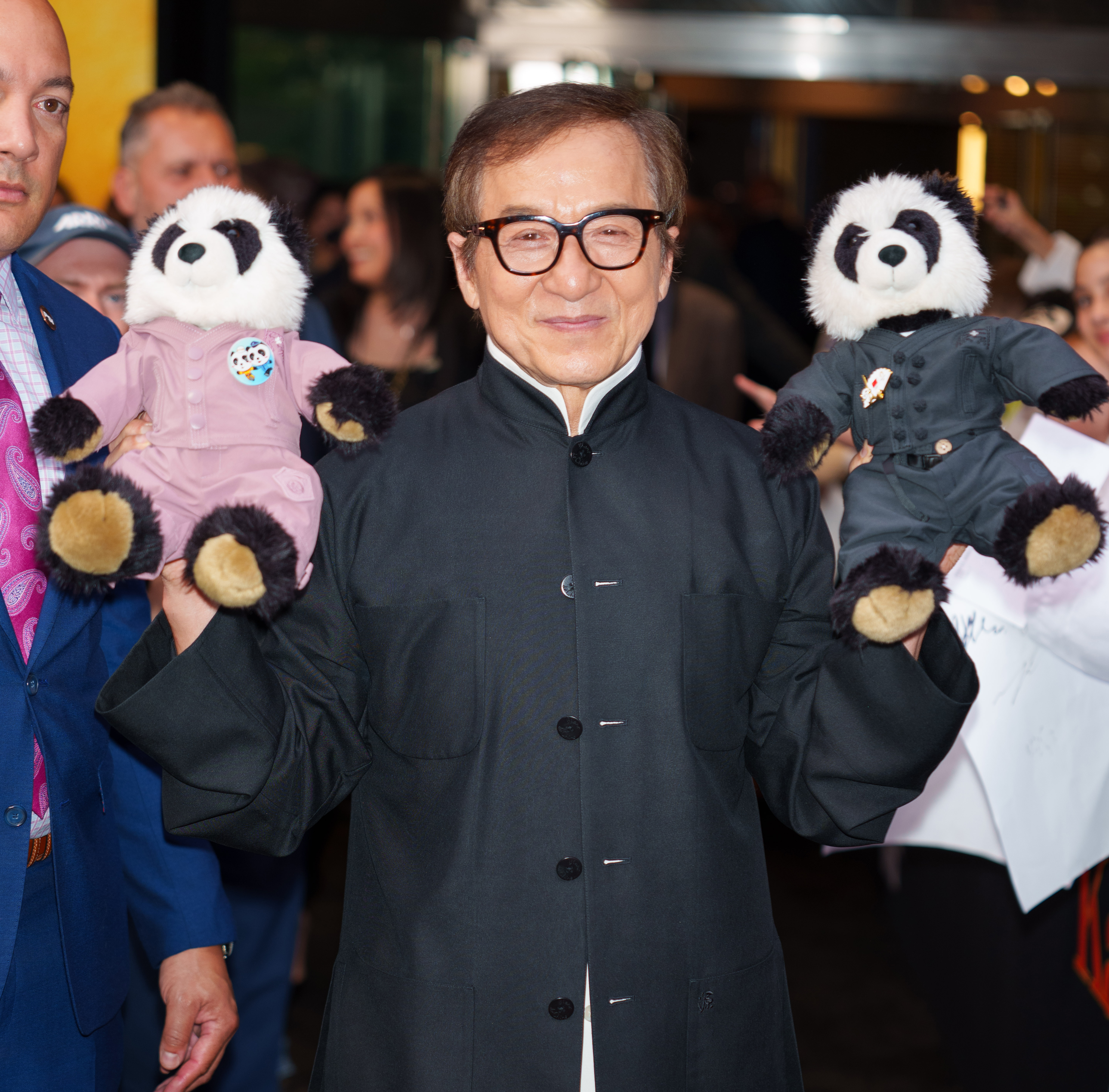 Jackie Chan shows off China's national animal at the Chelsea premiere of his new flick 