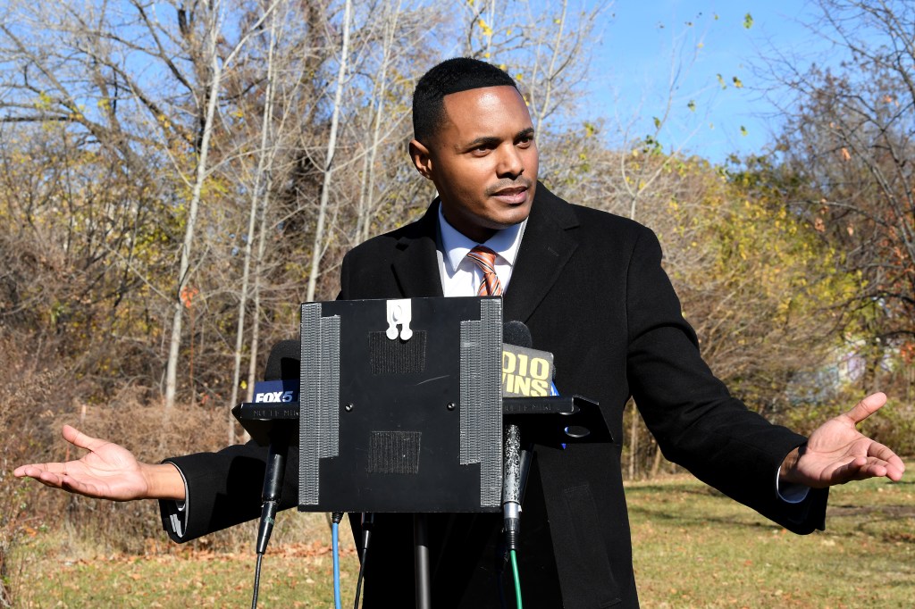 ritchie torres outside at a press conference