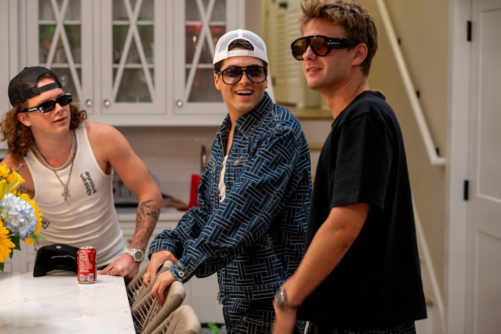 Hudson McLeroy, Brooks Marks, Charlie Zakkour wear sunglassed on Bravo's 