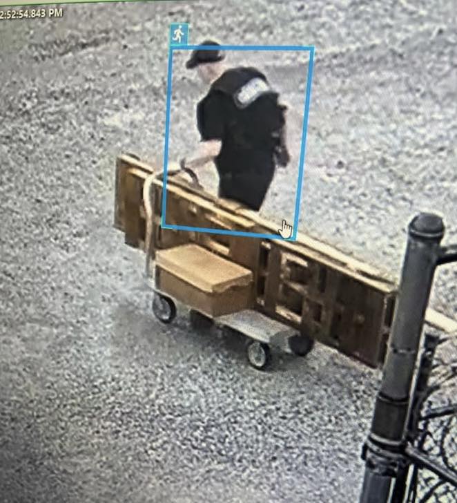 Grant Hardin seen on surveillance video leaving prison disguised in a homemade law enforcement uniform during his escape on May 25, 2025.