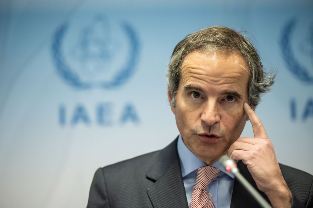 Rafael Mariano Grossi, Director General of the International Atomic Energy Agency (IAEA), attends a press conference during an IAEA Board of Governors meeting at the IAEA headquarters of the UN seat in Vienna, Austria, 06 March 2023.