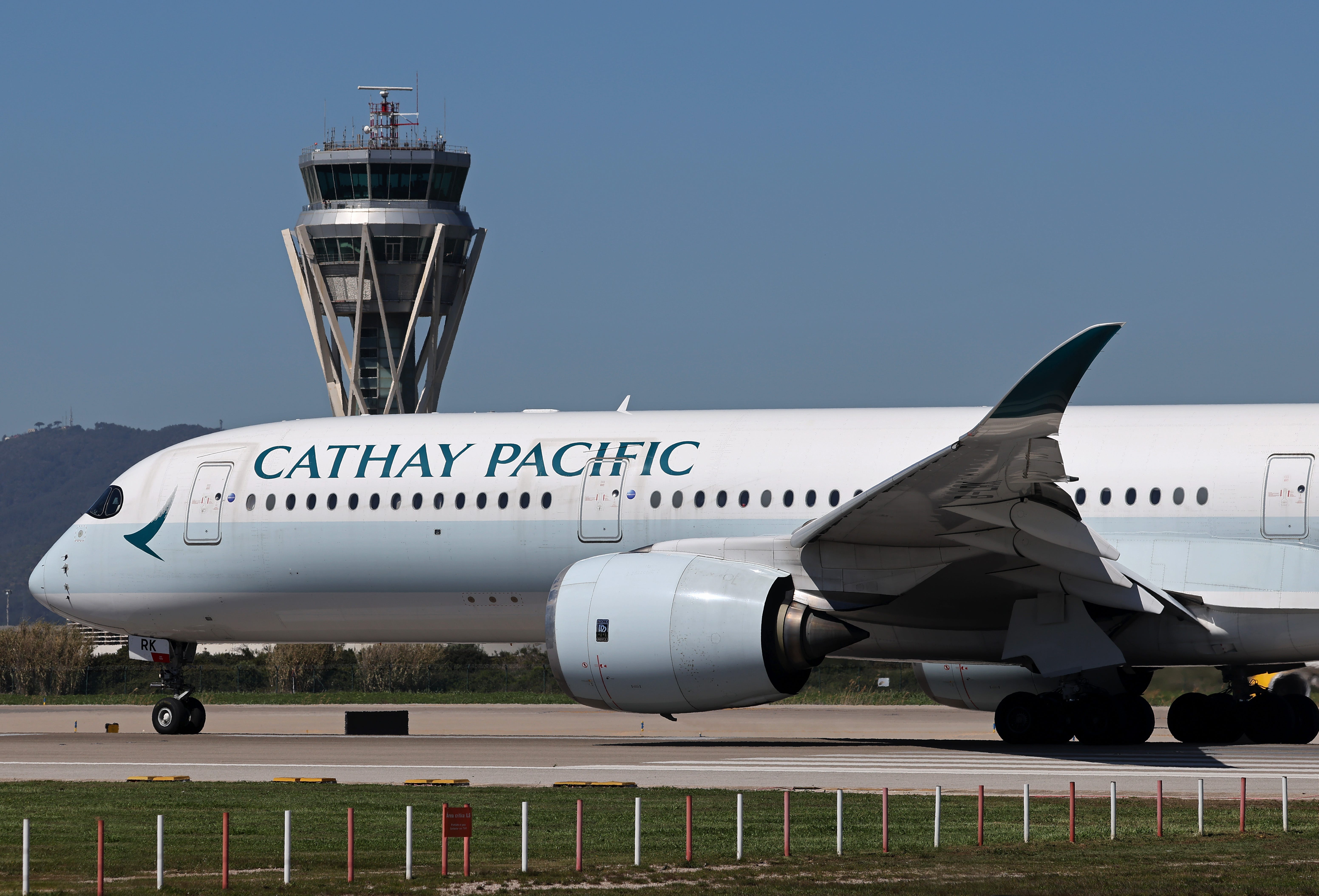 Cathay Pacific plane on runway